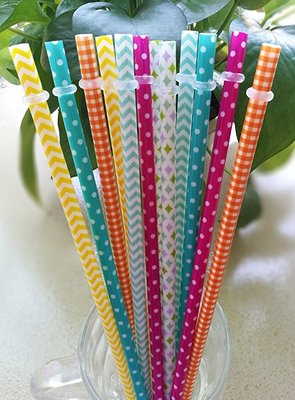 【图】KKMO 12 Pieces 9 inch BPA-Free Reusable Plastic Thick Drinking Straws Mason Jar Straws Stripe Mix Color搭配/价格-夏艳的夏天